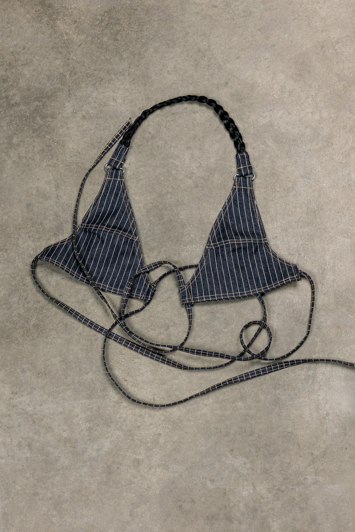 Tearless Pinstripe Denim Halter Top