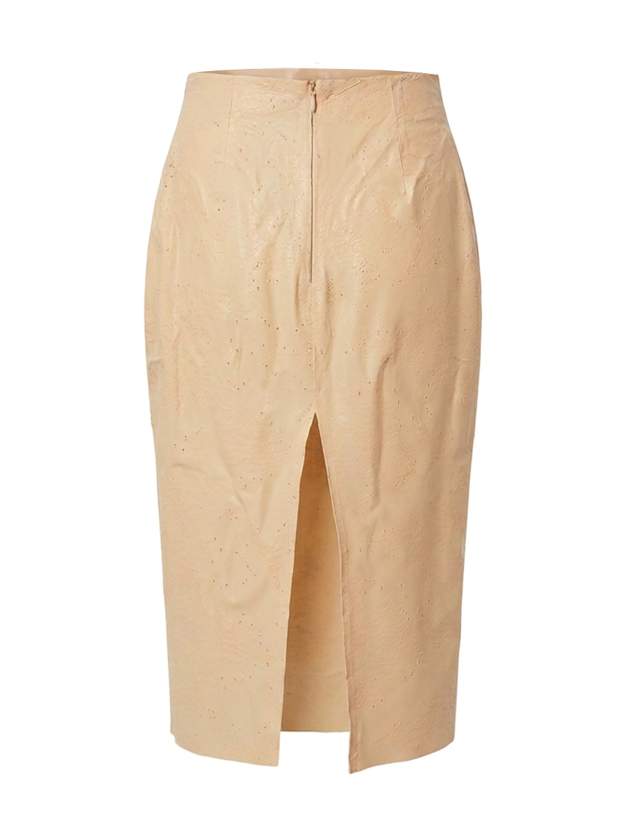 Nude Lace Latex Pencil Skirt