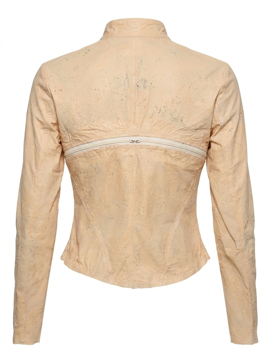 Nude Latex Cross Zip Jacket